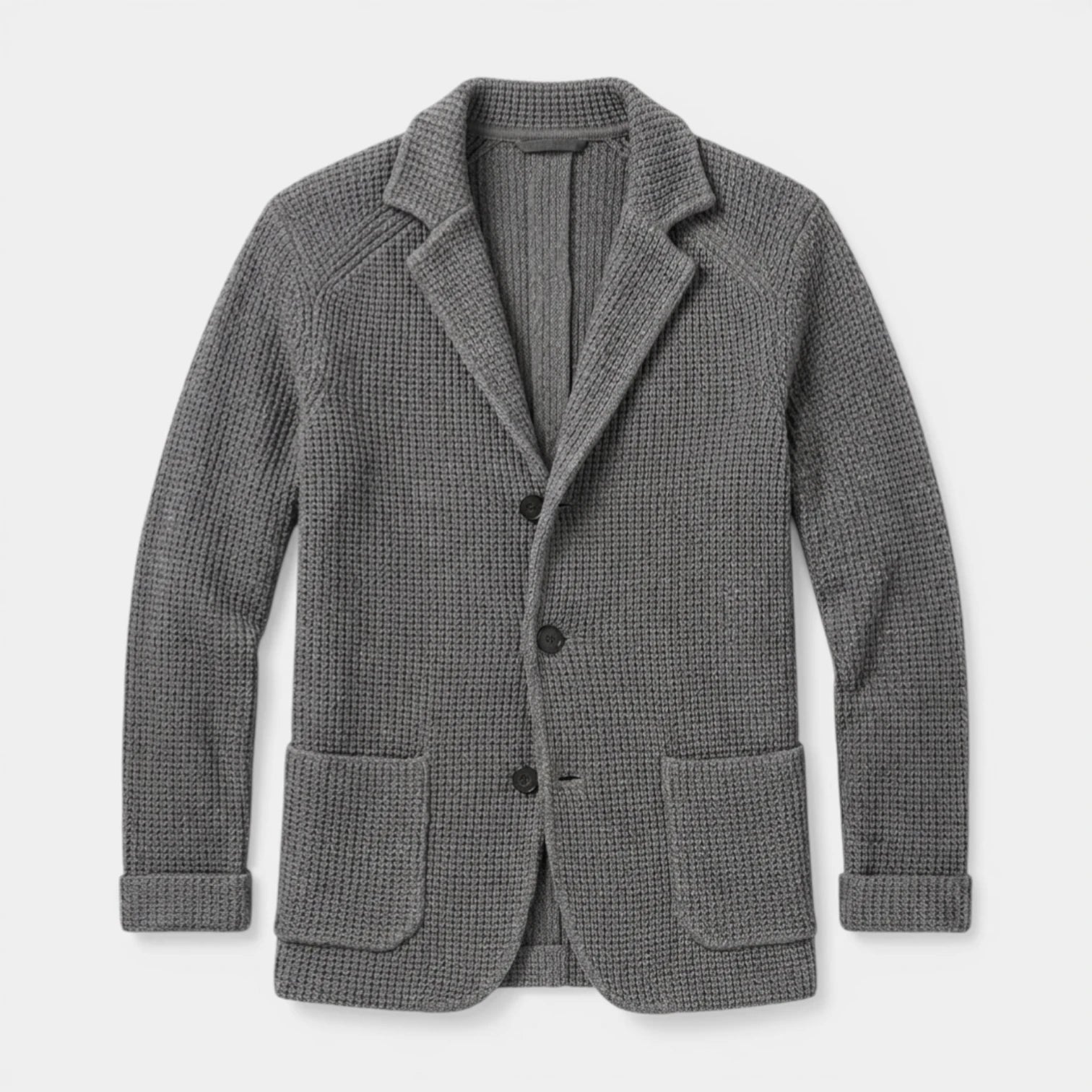 Up Knit Blazer Notch Lapel Textured Finish Regular Fit Jacket for Men