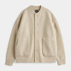 Button-Up Knit Cardigan Ribbed Trim Relaxed Fit for Men