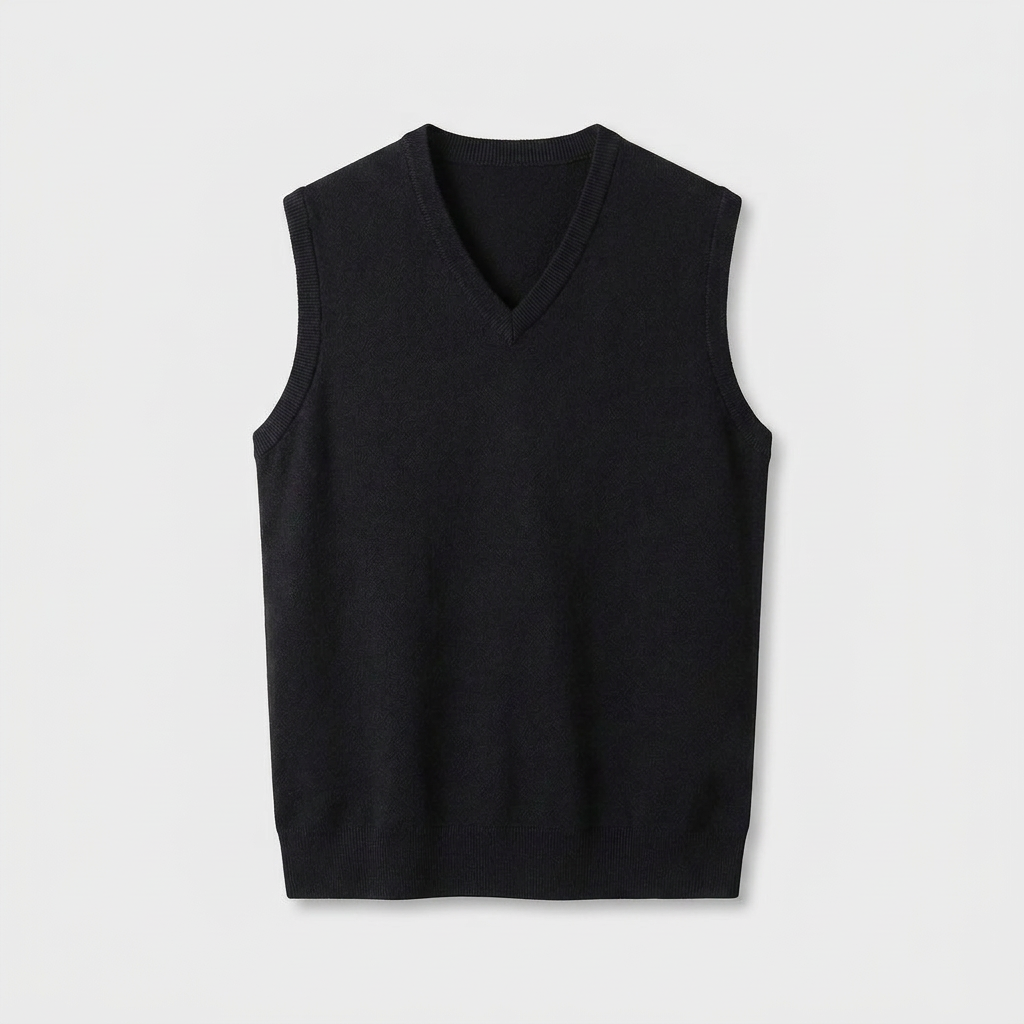 Knit V-Neck Sleeveless Vest Regular Fit for Men