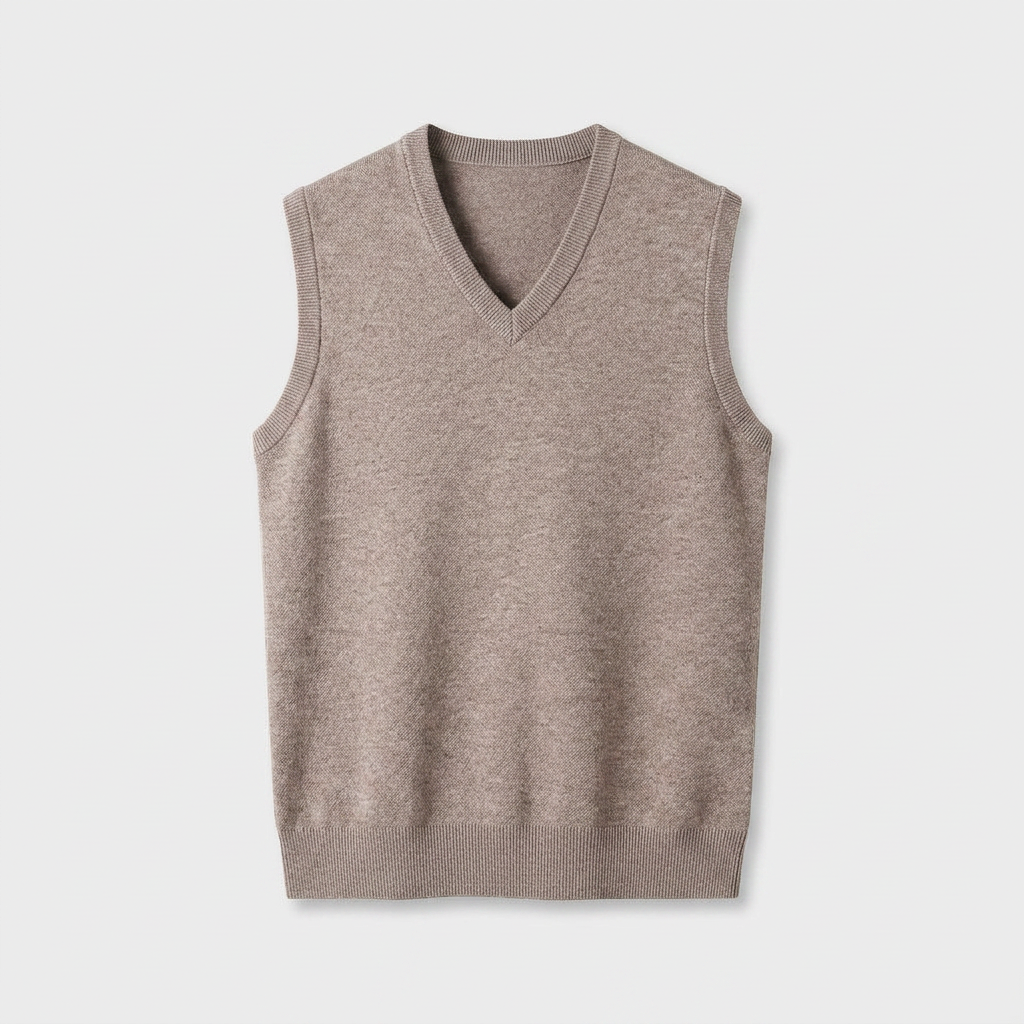 Knit V-Neck Sleeveless Vest Regular Fit for Men