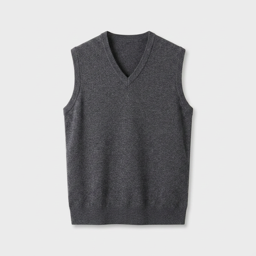 Knit V-Neck Sleeveless Vest Regular Fit for Men