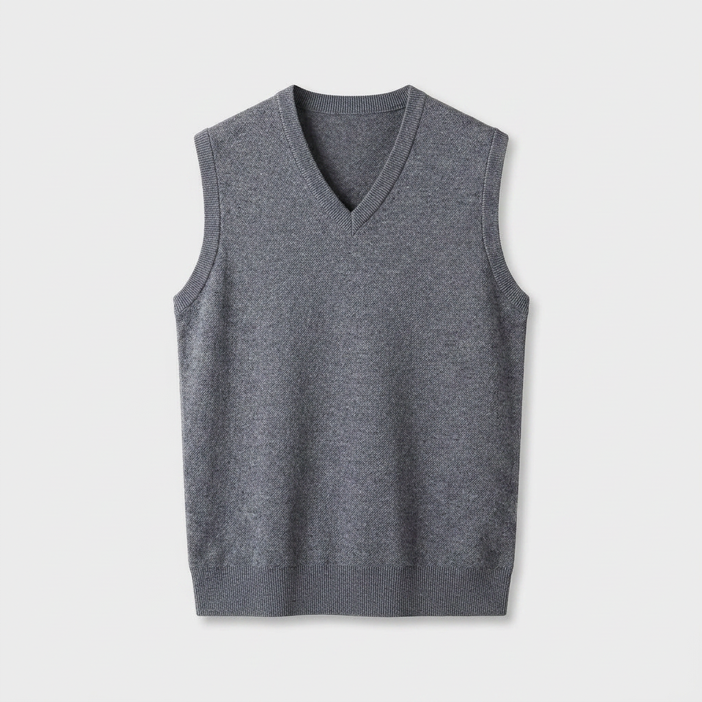 Knit V-Neck Sleeveless Vest Regular Fit for Men