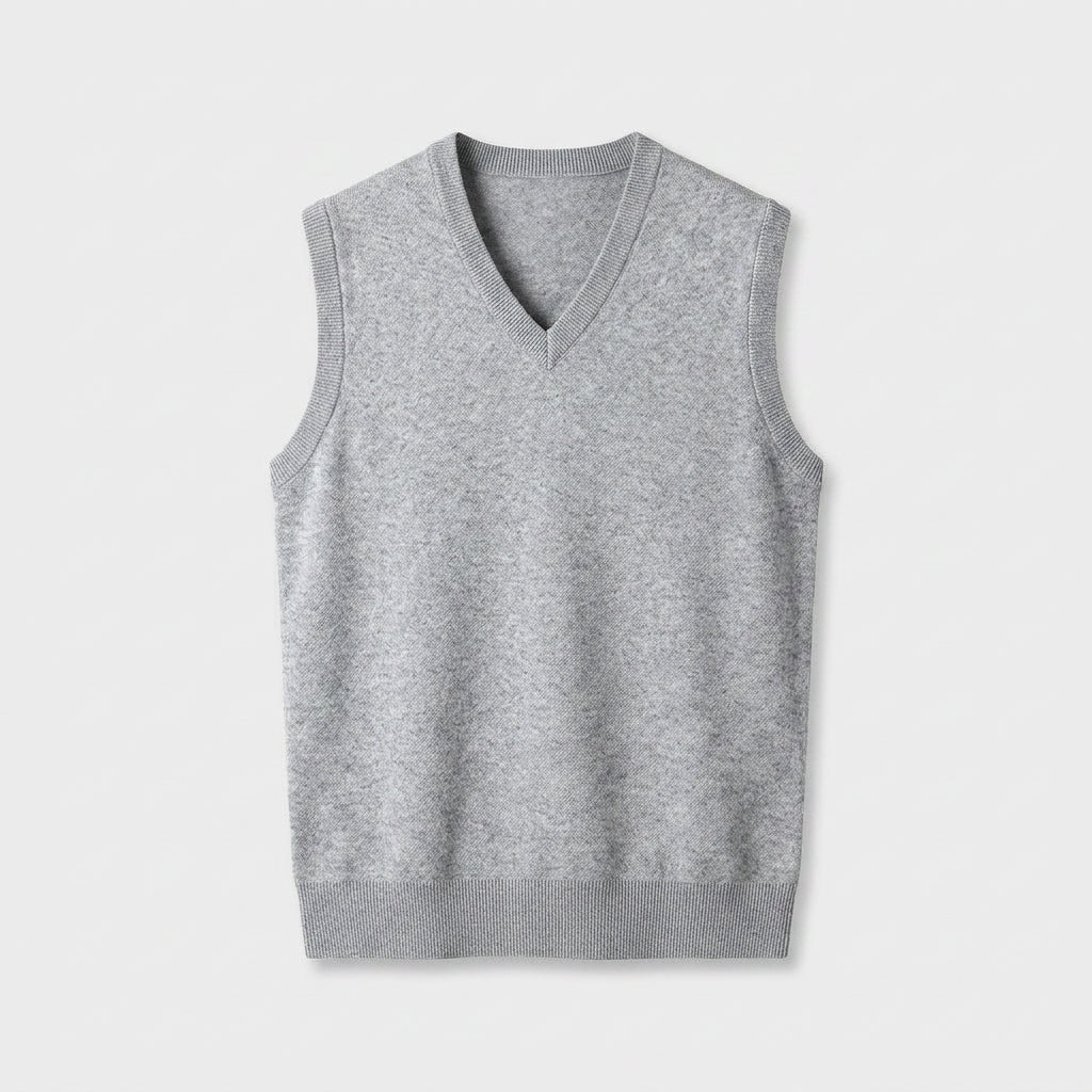 Knit V-Neck Sleeveless Vest Regular Fit for Men