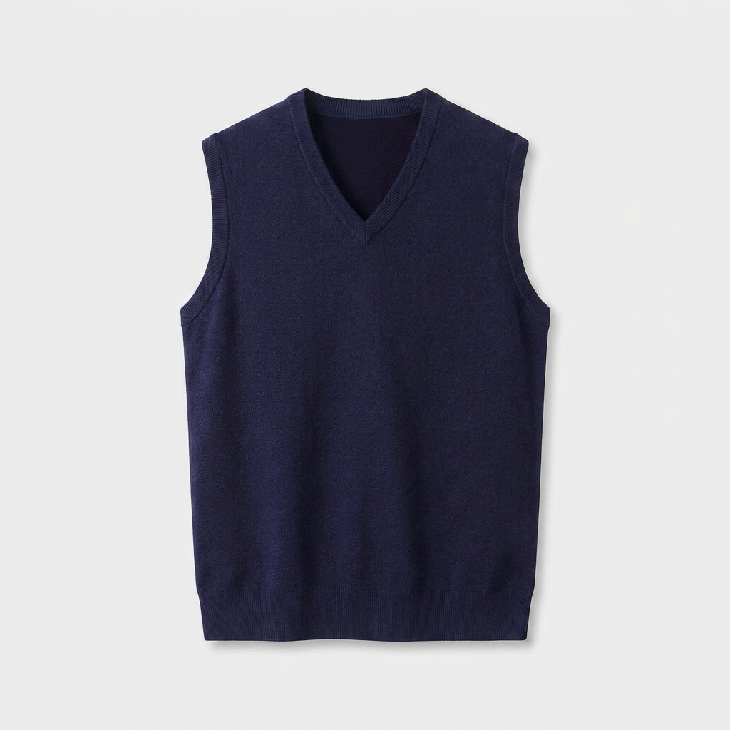 Knit V-Neck Sleeveless Vest Regular Fit for Men