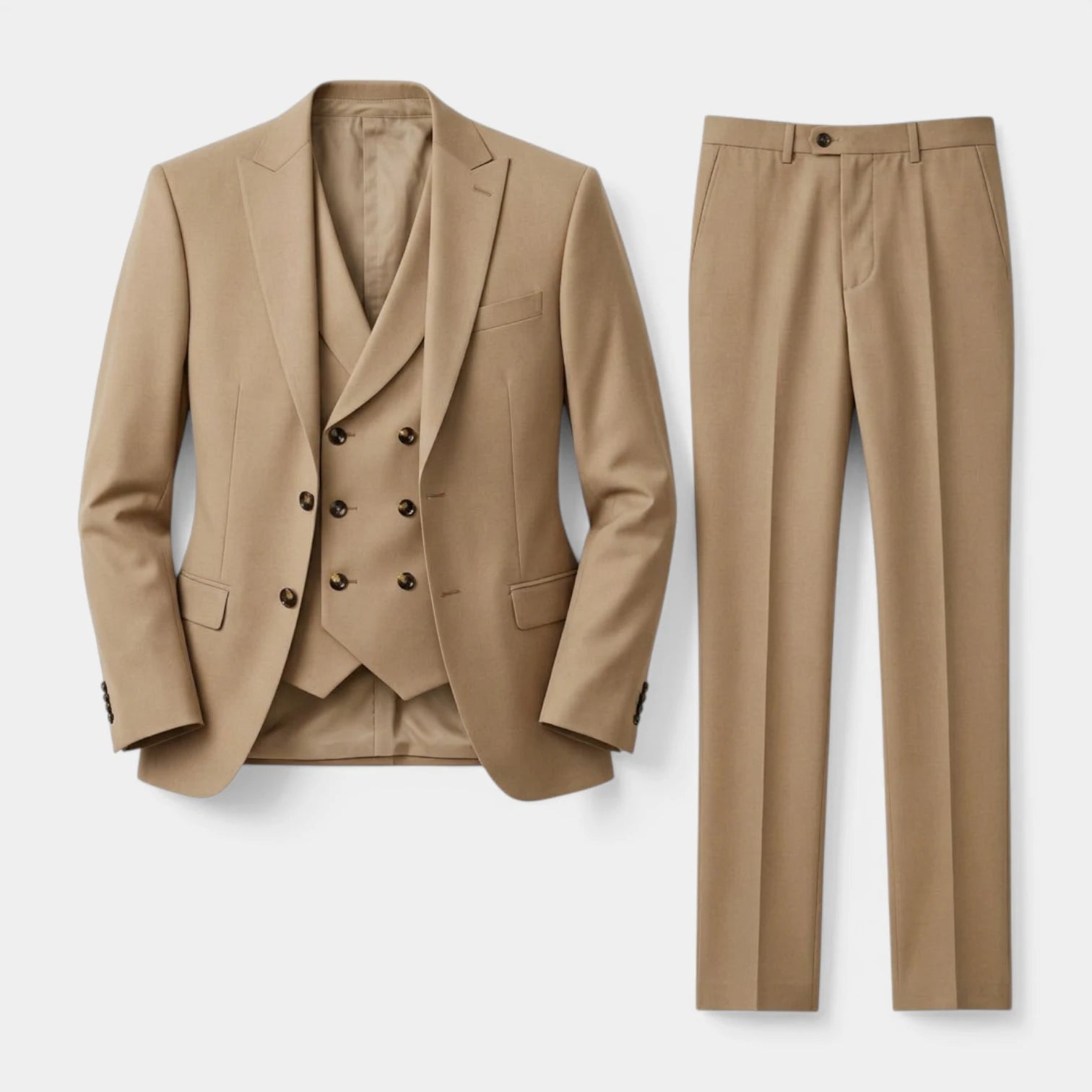 Three-Piece Suit Regular Fit Notch Lapel Woven for Men