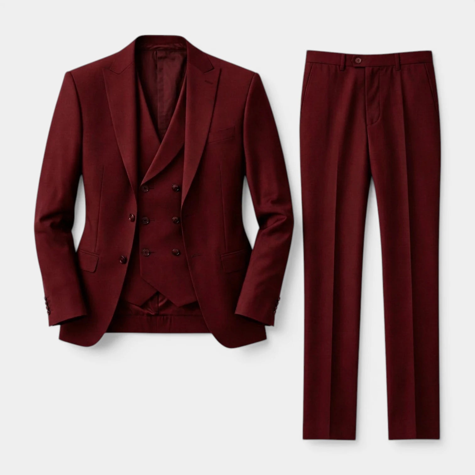 Three-Piece Suit Regular Fit Notch Lapel Woven for Men