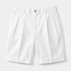 Pleated Tailored Shorts Cuffed Hem Regular Fit for Men