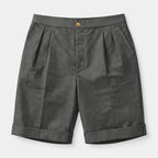 Pleated Tailored Shorts Cuffed Hem Regular Fit for Men