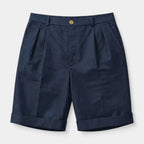 Pleated Tailored Shorts Cuffed Hem Regular Fit for Men