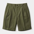 Pleated Tailored Shorts Cuffed Hem Regular Fit for Men