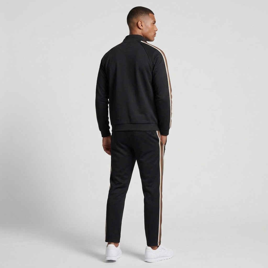 Zip-Up Tracksuit Set Side Stripe Regular Fit for Men