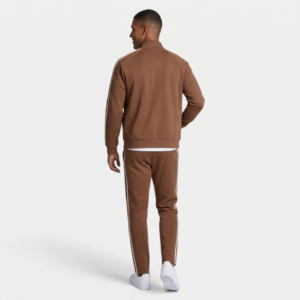 Zip-Up Tracksuit Set Side Stripe Regular Fit for Men