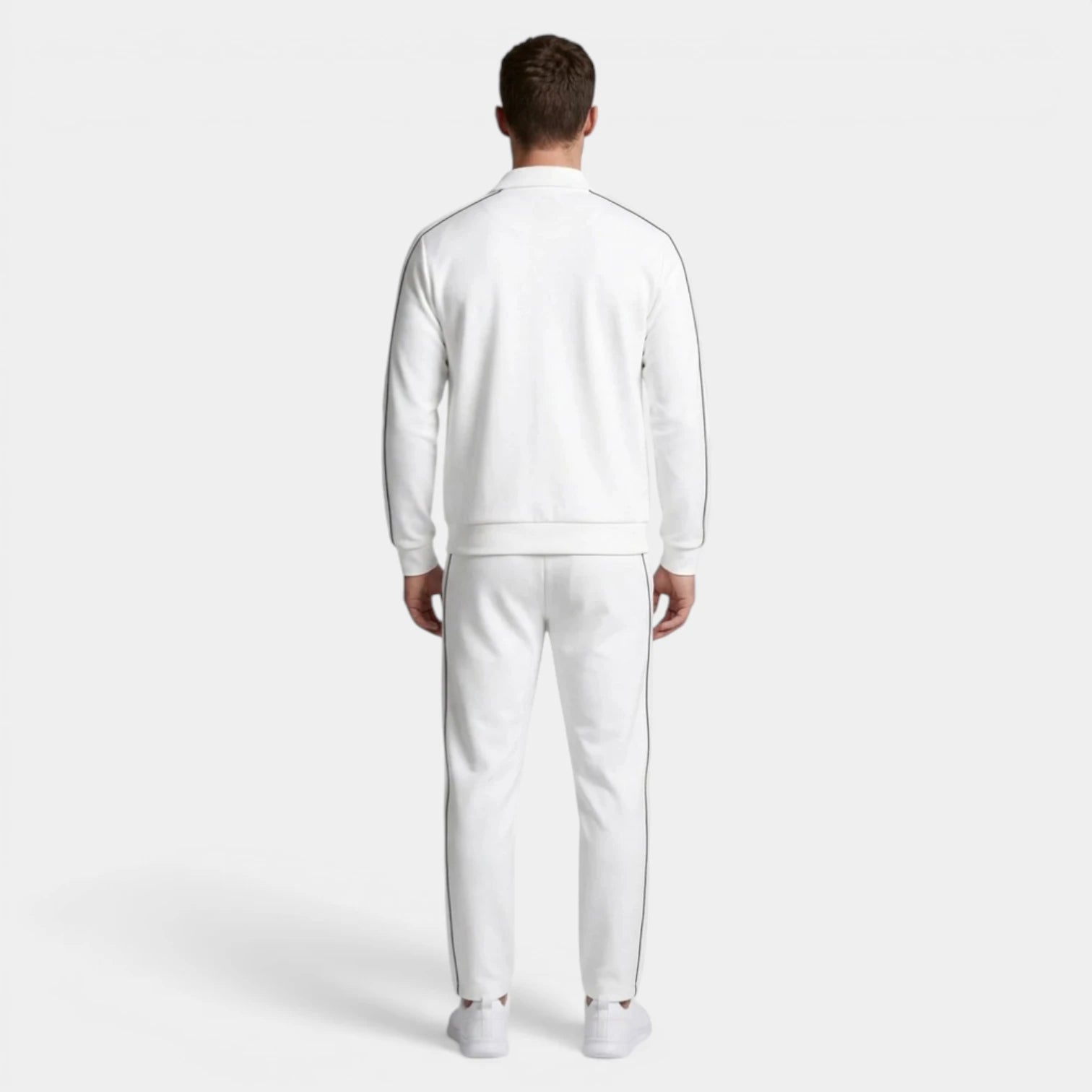 Tracksuit Set Zip-Up Jacket Drawstring Pants Stripe for Men