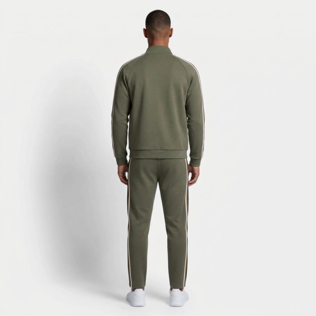 Zip-Up Tracksuit Set Side Stripe Regular Fit for Men