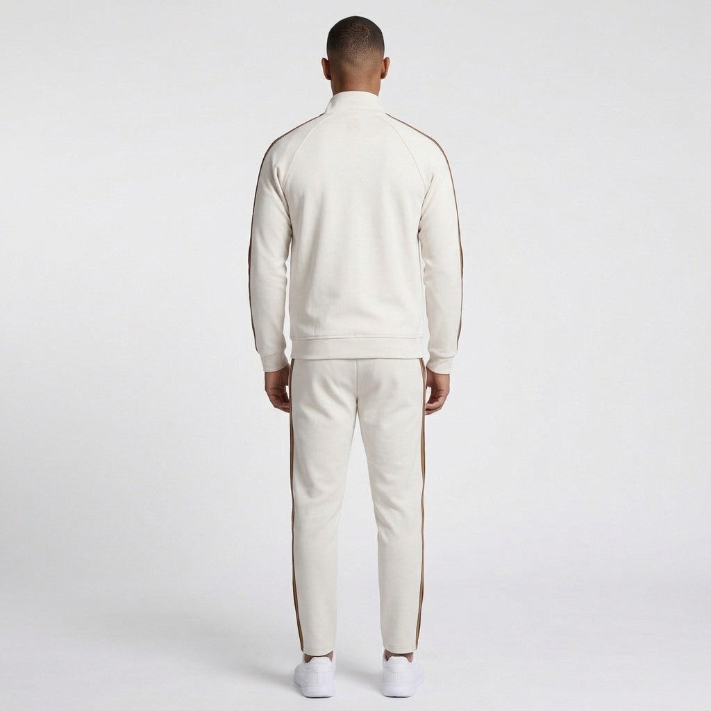 Zip-Up Tracksuit Set Side Stripe Regular Fit for Men
