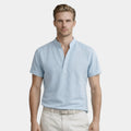 Textured Henley Shirt Stand Collar Relaxed Fit for Men