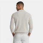 Half-Zip Ribbed Knit Polo Sweater Regular Fit for Men