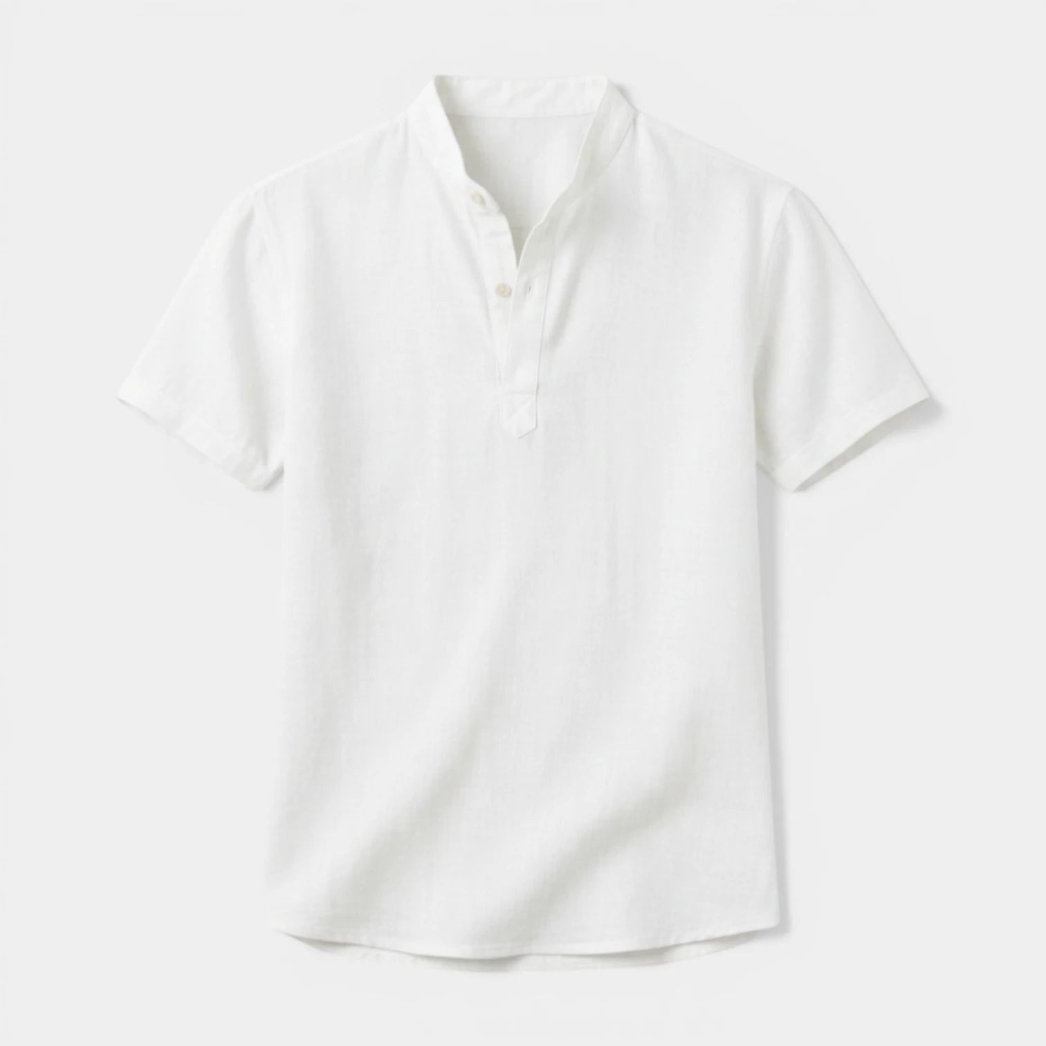 Textured Henley Shirt Stand Collar Relaxed Fit for Men