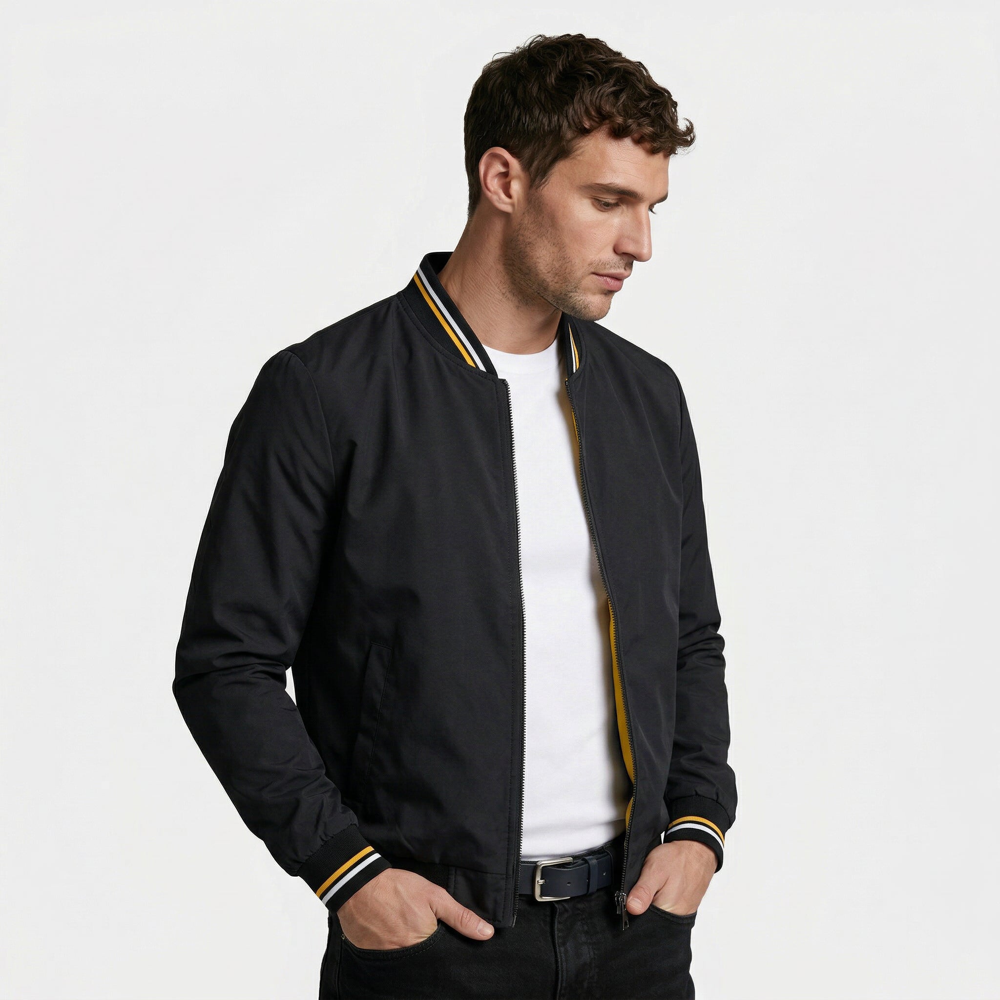 Zip-Up Lightweight Bomber Jacket Regular Fit for Men