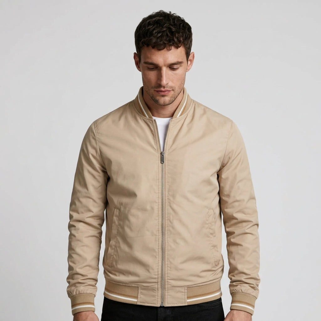 Zip-Up Lightweight Bomber Jacket Regular Fit for Men