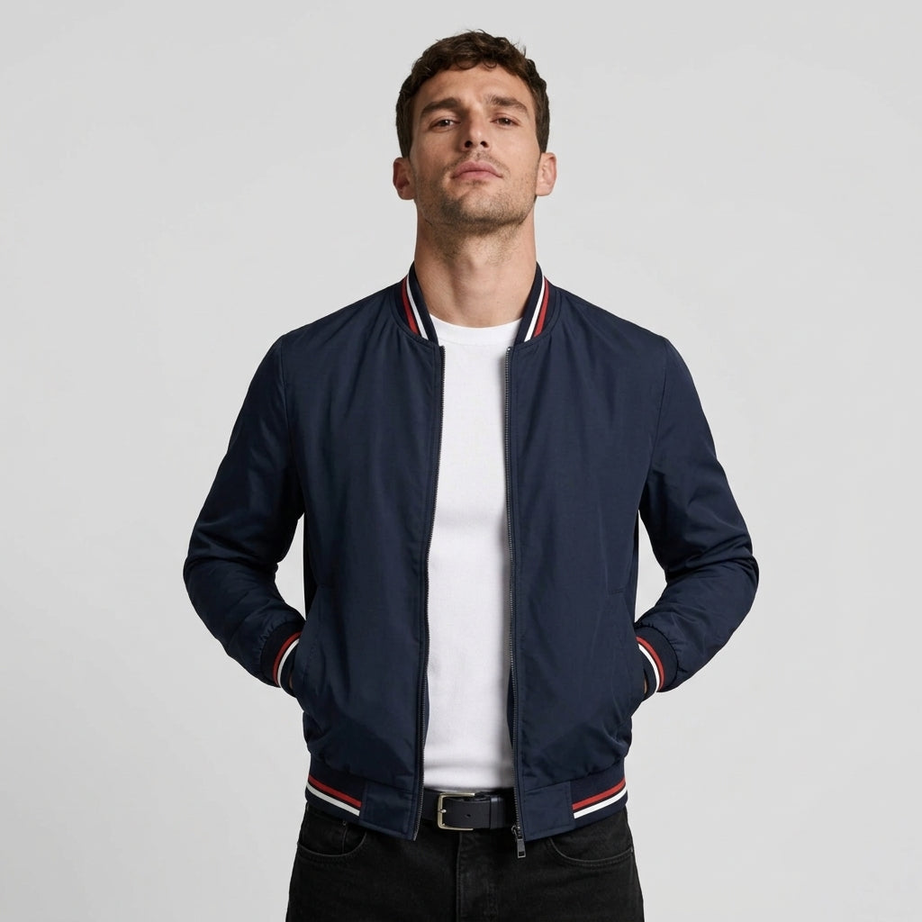 Zip-Up Lightweight Bomber Jacket Regular Fit for Men