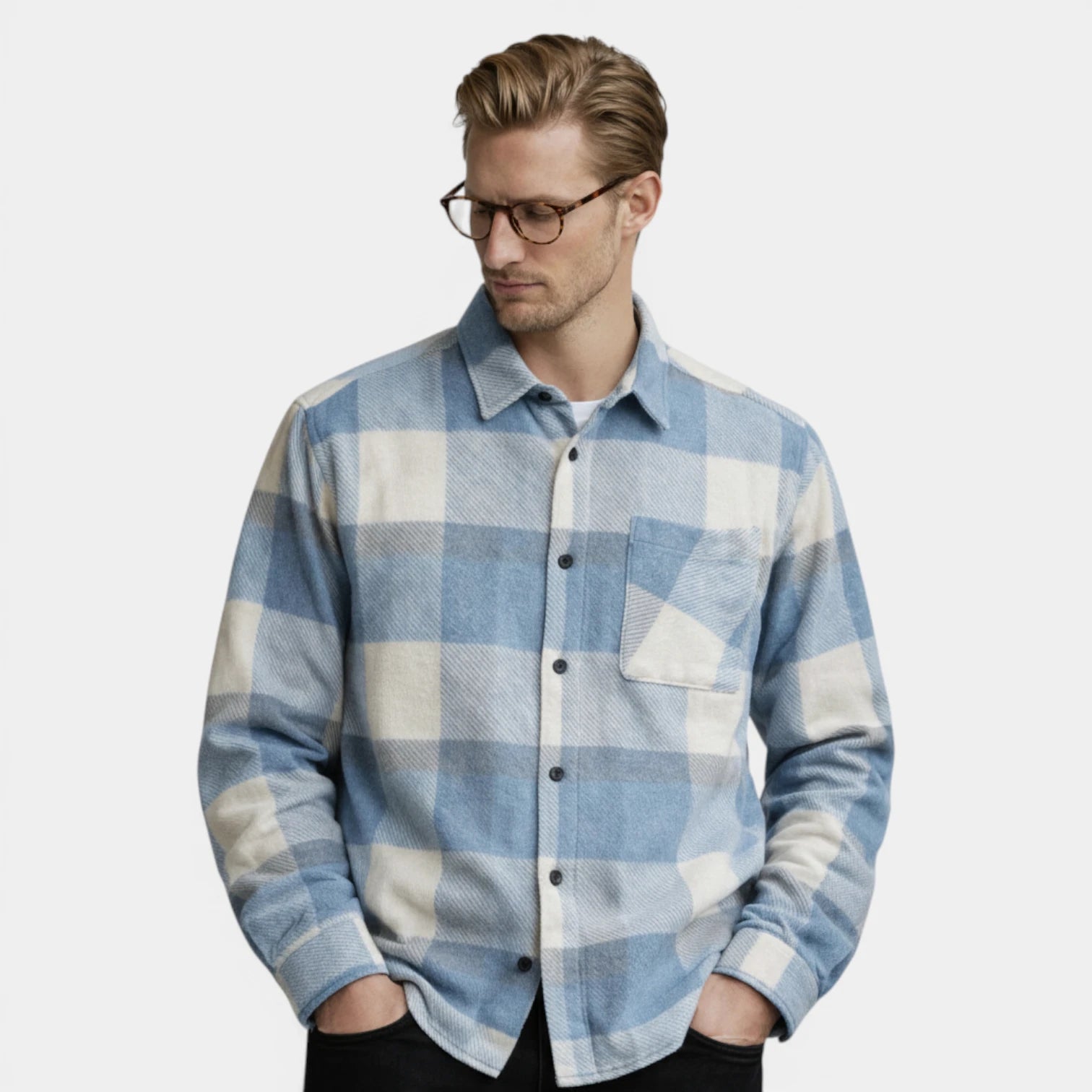 Checked Overshirt Relaxed Fit Button-Front for Men