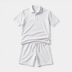 Polo Shirt and Shorts Set Drawstring Waist for Men