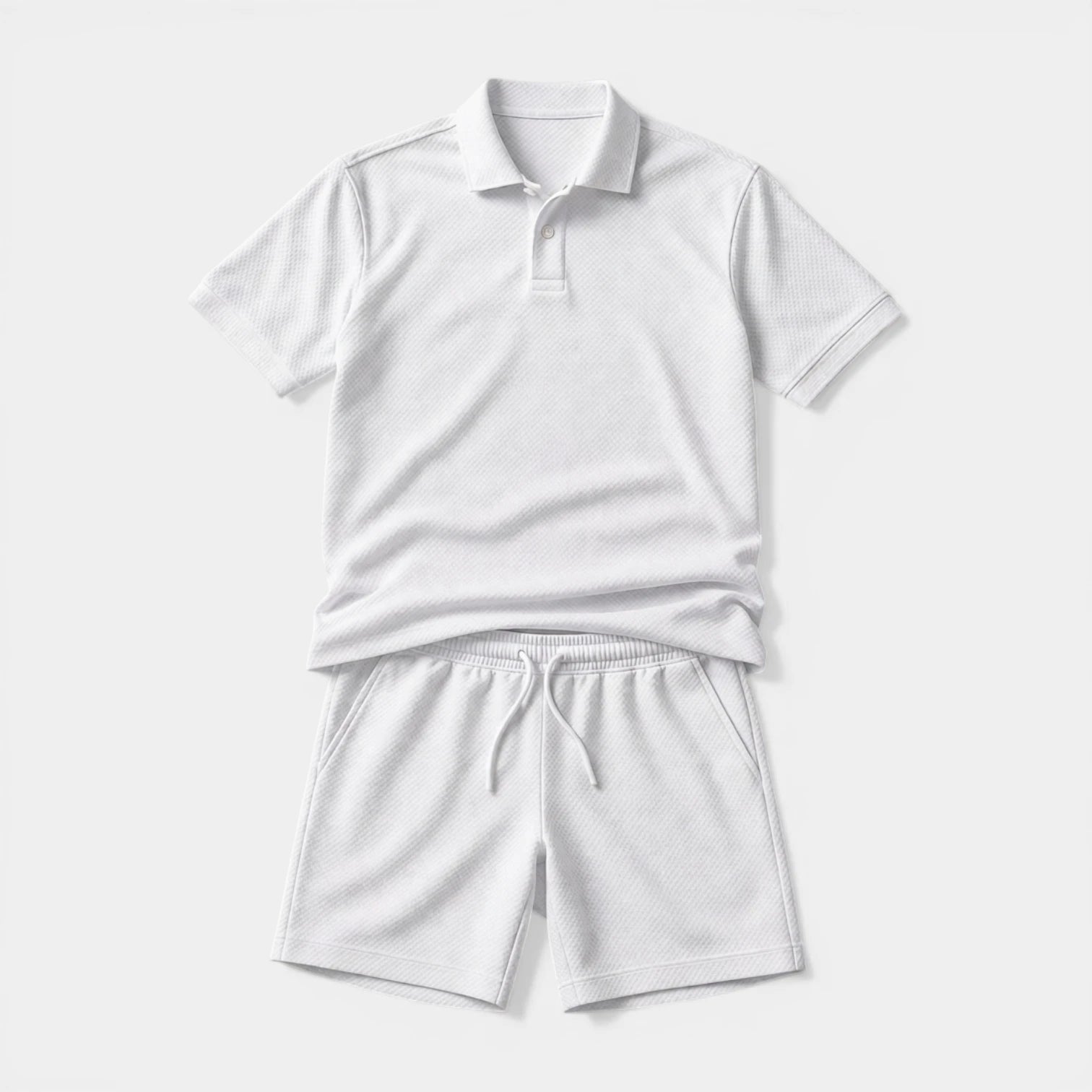 Polo Shirt and Shorts Set Drawstring Waist for Men