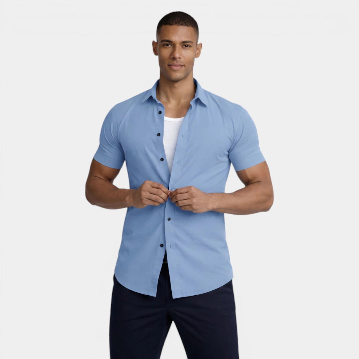 Short Sleeve Button-Up Shirt Regular Fit for Men