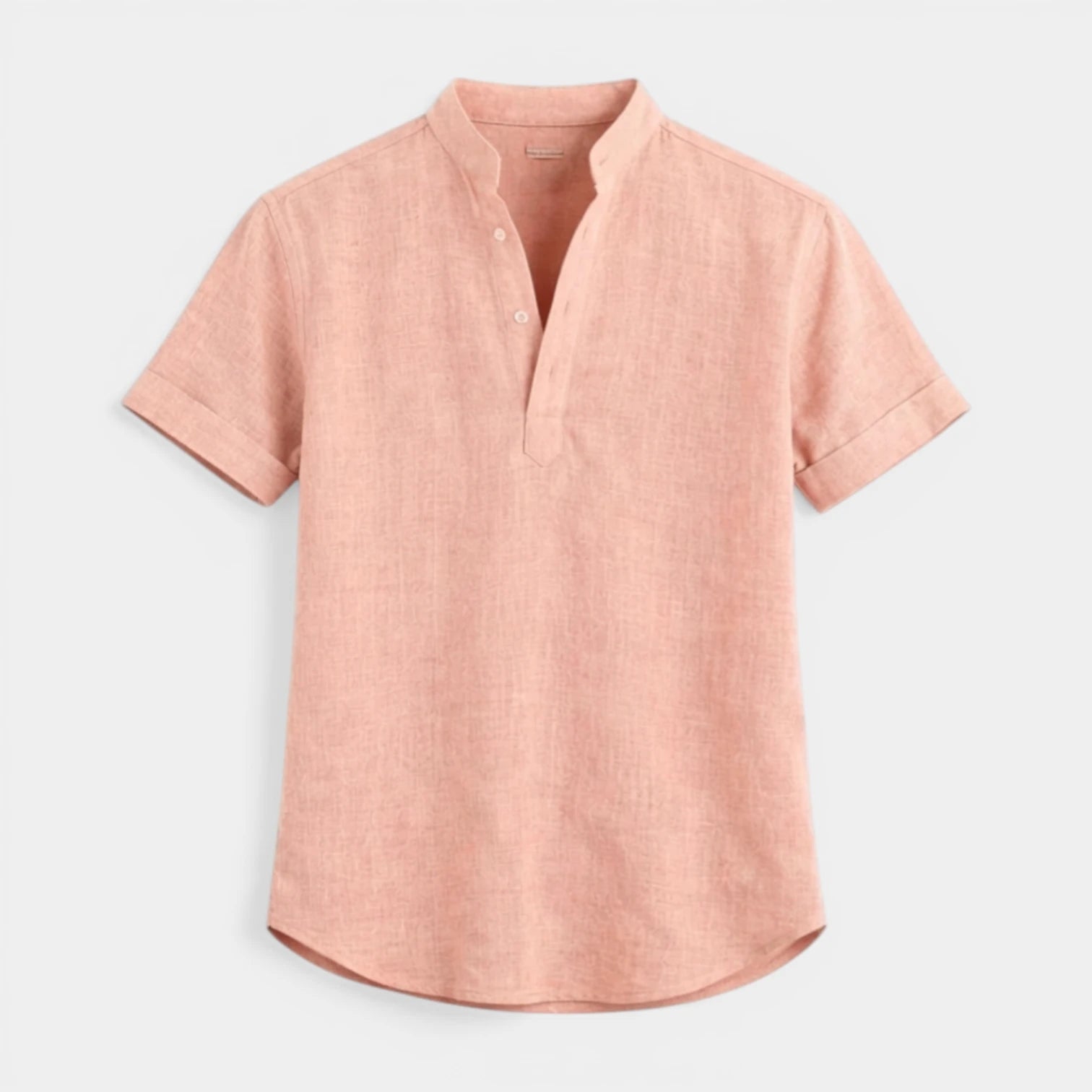 Textured Henley Shirt Stand Collar Relaxed Fit for Men