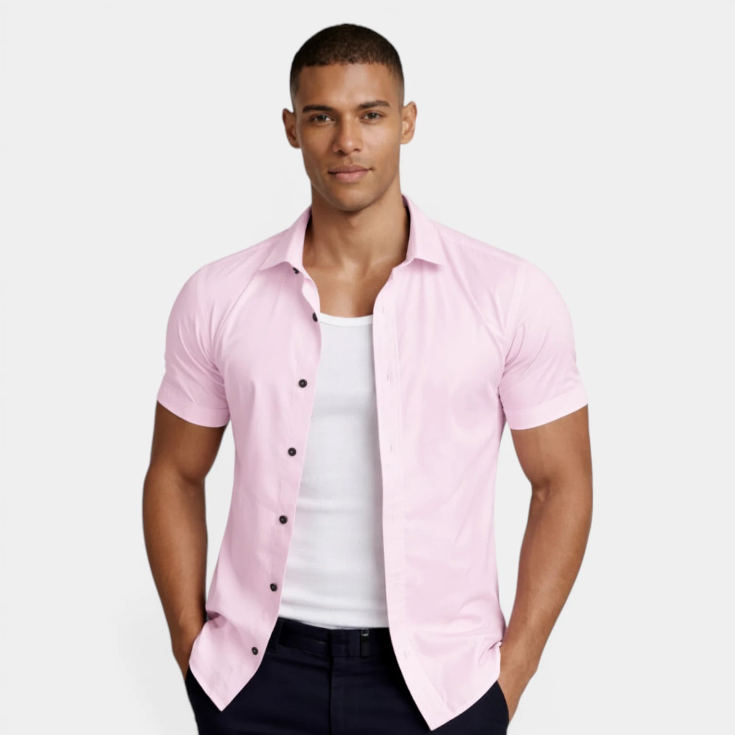 Short Sleeve Button-Up Shirt Regular Fit for Men