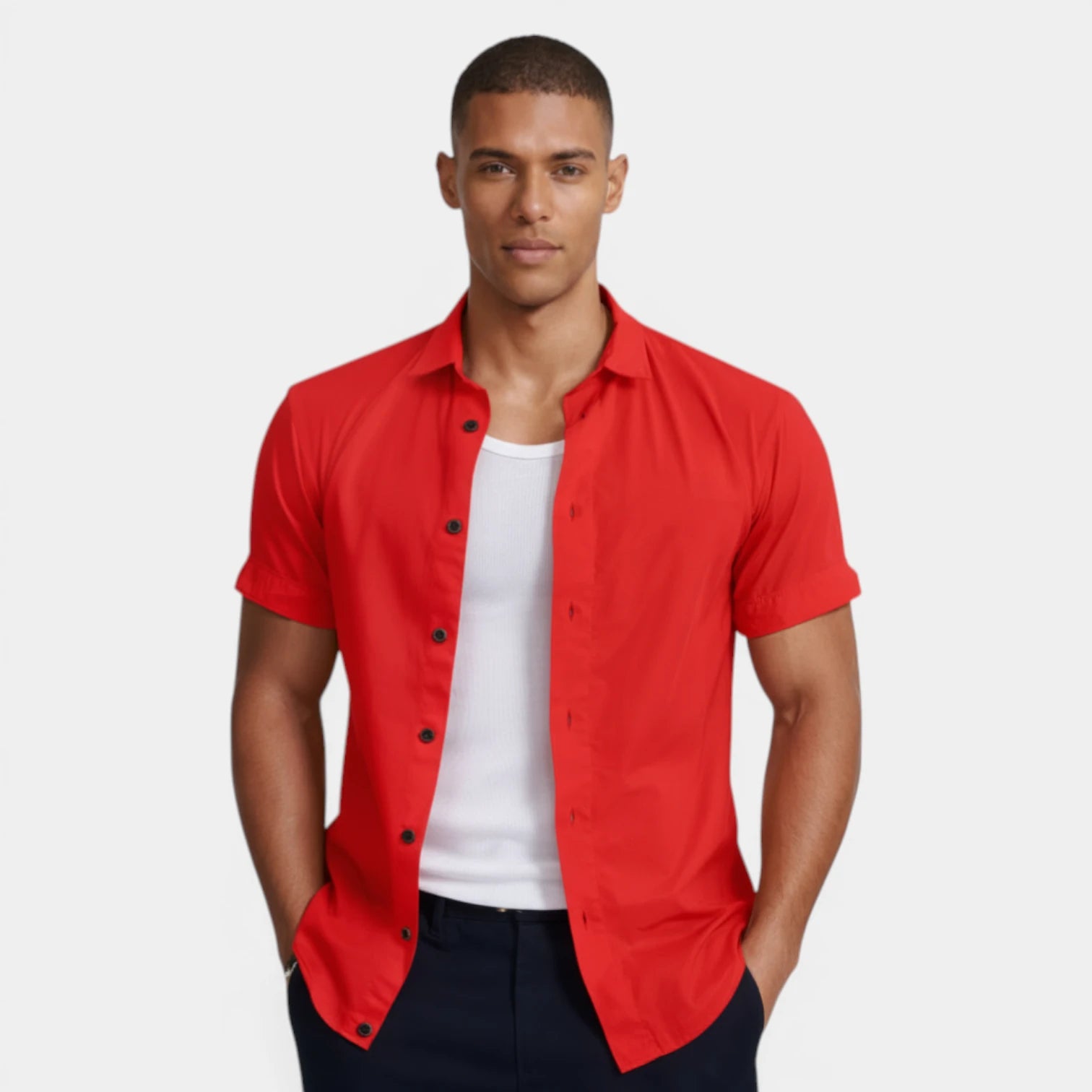 Short Sleeve Button-Up Shirt Regular Fit for Men