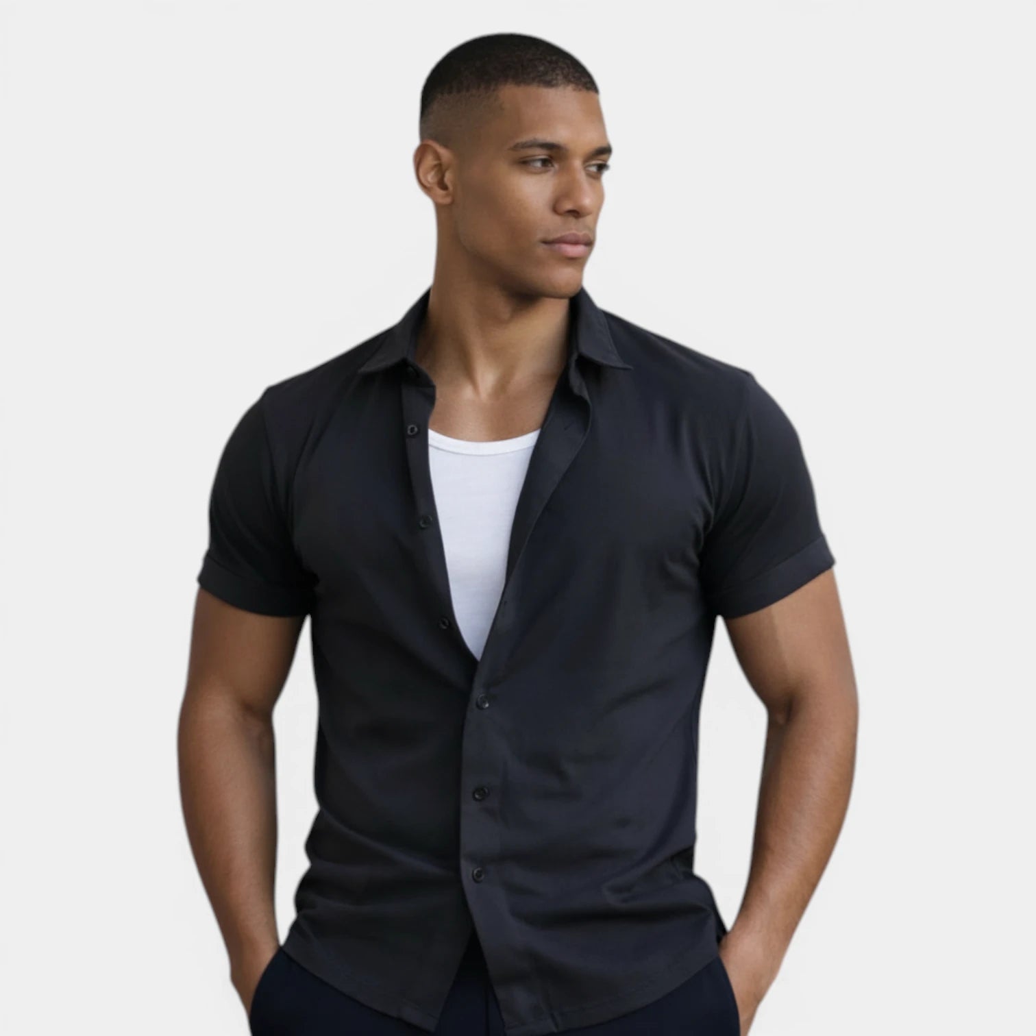 Short Sleeve Button-Up Shirt Regular Fit for Men