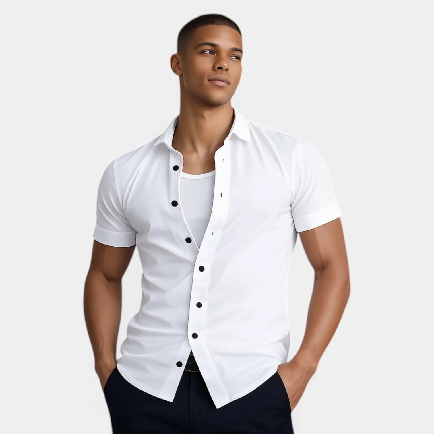 Short Sleeve Button-Up Shirt Regular Fit for Men