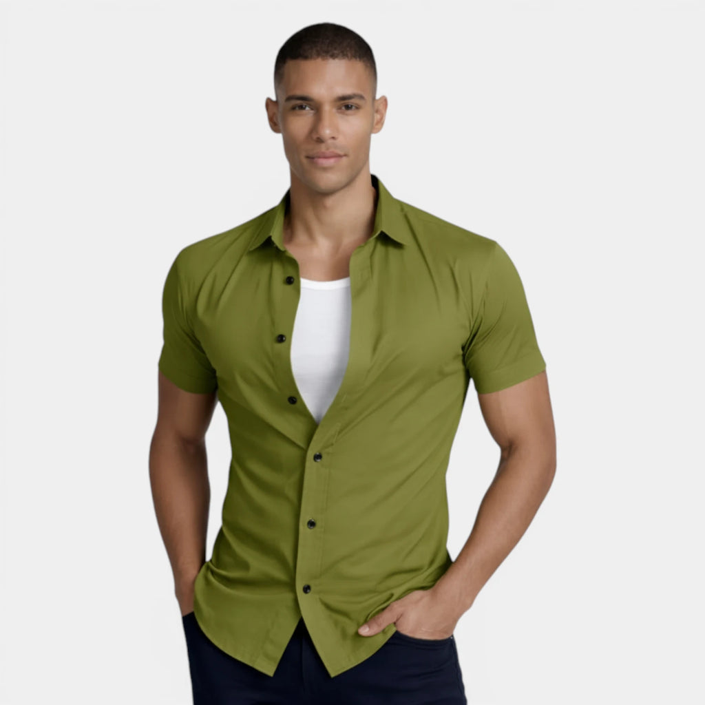 Short Sleeve Button-Up Shirt Regular Fit for Men