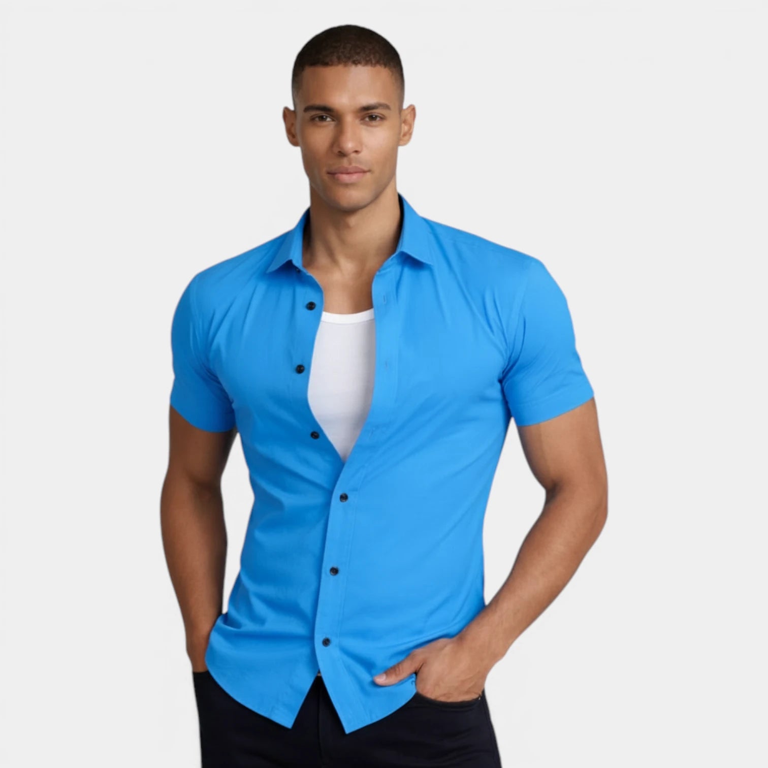 Short Sleeve Button-Up Shirt Regular Fit for Men