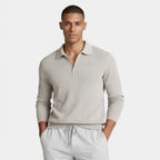 Half-Zip Ribbed Knit Polo Sweater Regular Fit for Men