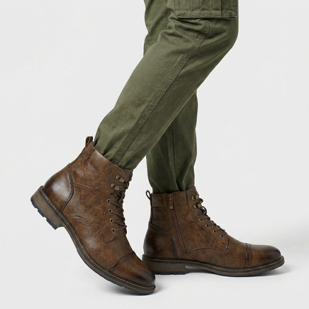 Lace Up Leather Boots Vintage Style for Men