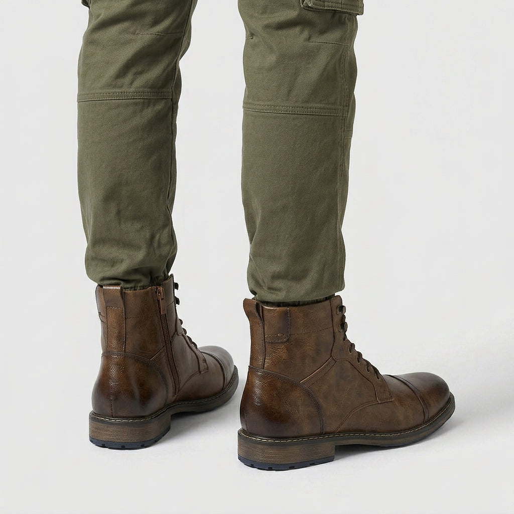 Lace Up Leather Boots Vintage Style for Men