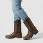 Western Cowboy Boots Embroidered Square Toe for Men
