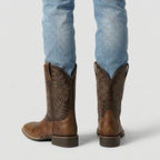 Western Cowboy Boots Embroidered Square Toe for Men