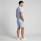 Two-Piece Zip Polo Shirt and Shorts Set for Men