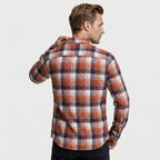 Checkered Button-Down Collar Long Sleeve Shirt for Men
