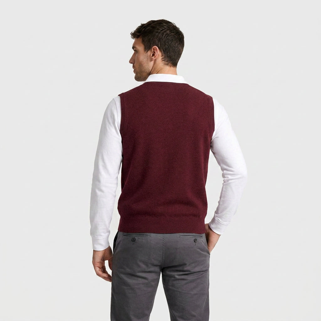Knit V-Neck Sleeveless Vest Regular Fit for Men