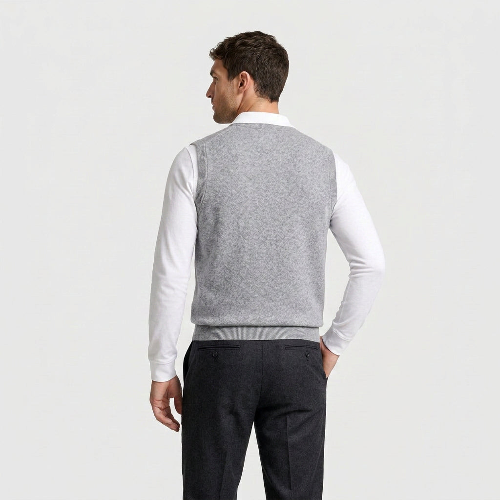 Knit V-Neck Sleeveless Vest Regular Fit for Men