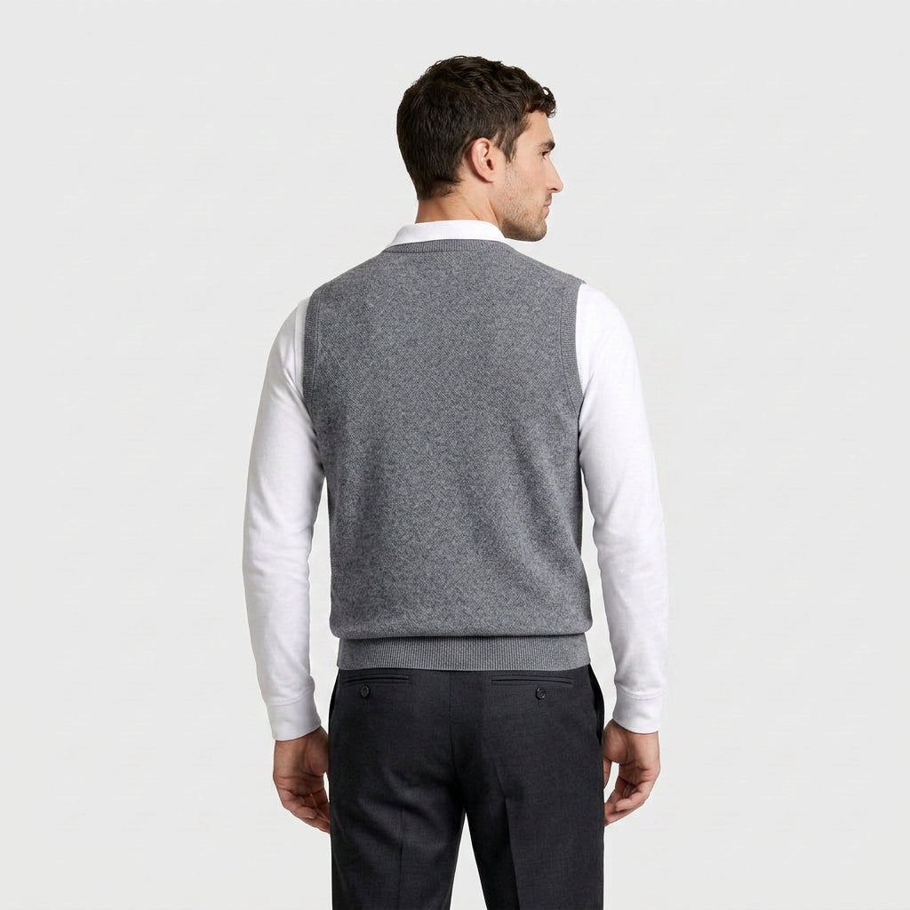Knit V-Neck Sleeveless Vest Regular Fit for Men