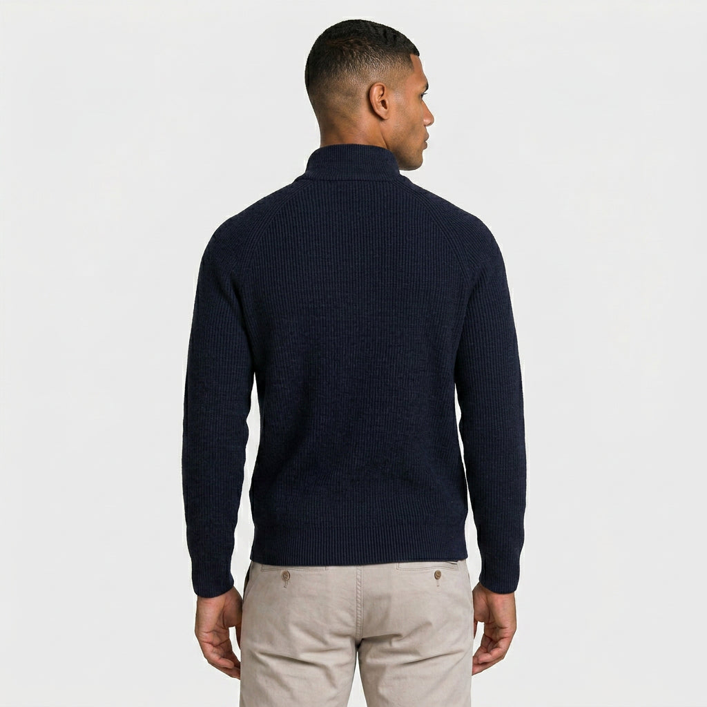 Half-Zip Knitted Jumper Stand Collar Slim Fit for Men