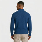Half-Zip Knitted Jumper Stand Collar Slim Fit for Men