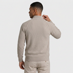Half-Zip Knitted Jumper Stand Collar Slim Fit for Men