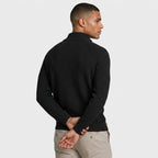 Half-Zip Knitted Jumper Stand Collar Slim Fit for Men